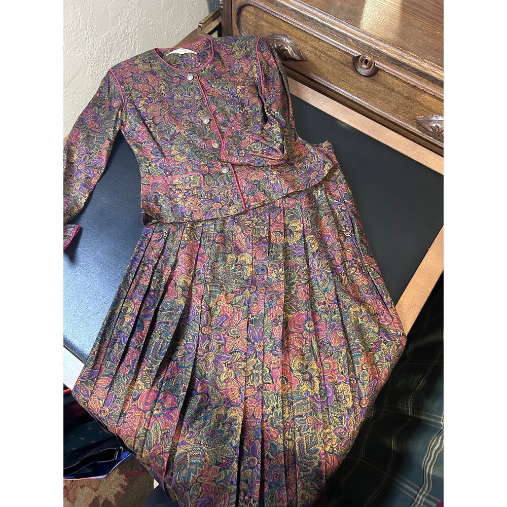 Vintage Nancy Johnson Paisley Skirt Set, Size 4P - Picture 1 of 7